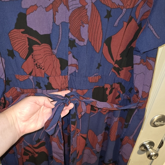 NWOT Modcloth Aiming High Floral Jumpsuit Wide Leg w Pockets & Waist Tie Plus 1X - Picture 3 of 8